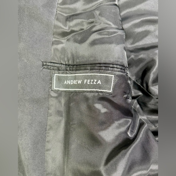 Andrew Fezza Suede Blazer 46R Black 3 Button Jacket - Picture 10 of 11